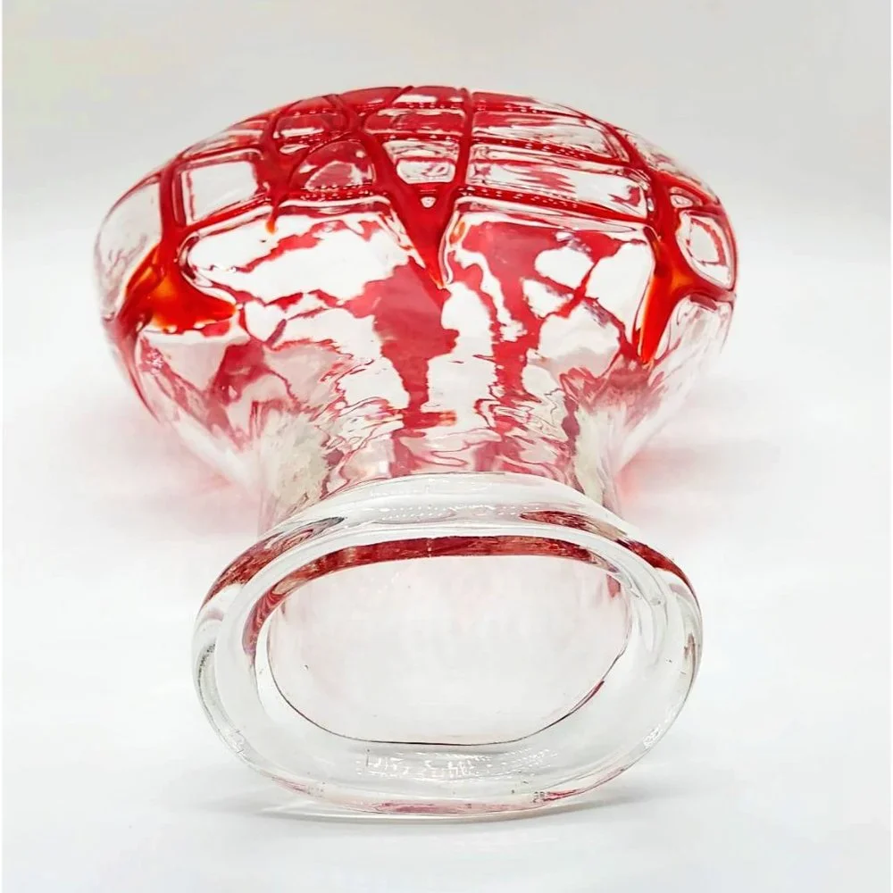 Hand-blown Red Flame Art Glass Vase By Margie’s Garden
